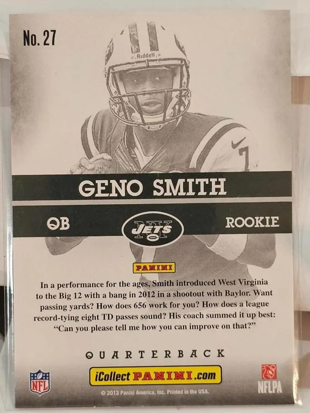 Geno Smith 2013 Panini Jets Rookie Card #27 - Limited Edition 407/499